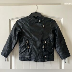 Imcce Childs Faux Leather Black Motorcycle Biker Jacket Size 7/8 KIDS Zip Pocket